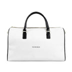 XEMORIX XMRX-025 Signature Weekender Bag – White & Black Faux Leather Travel Bag