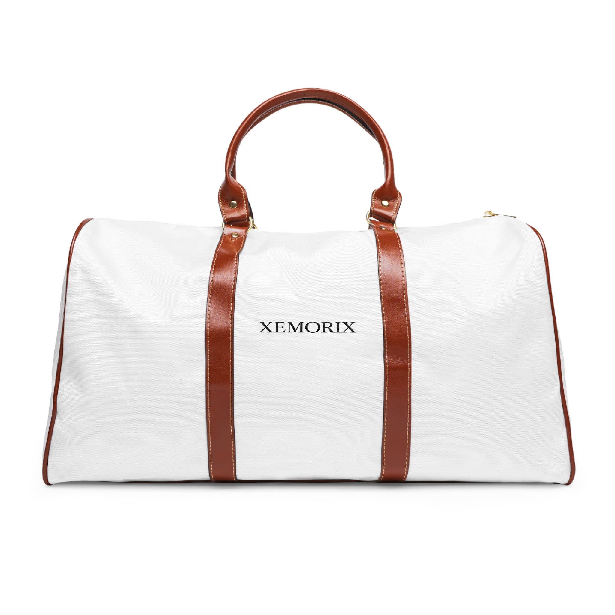 XEMORIX XMRX-024 Signature Weekender Bag — White & Brown Travel Duffel