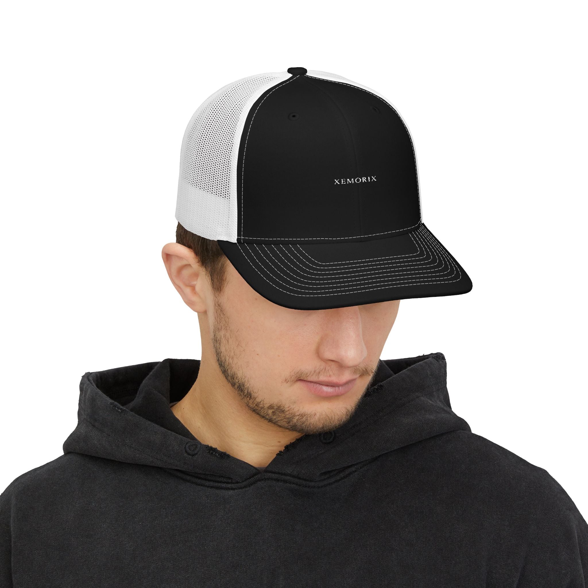 XEMORIX XMRX-054 Signature Trucker Cap — Black & White Edition