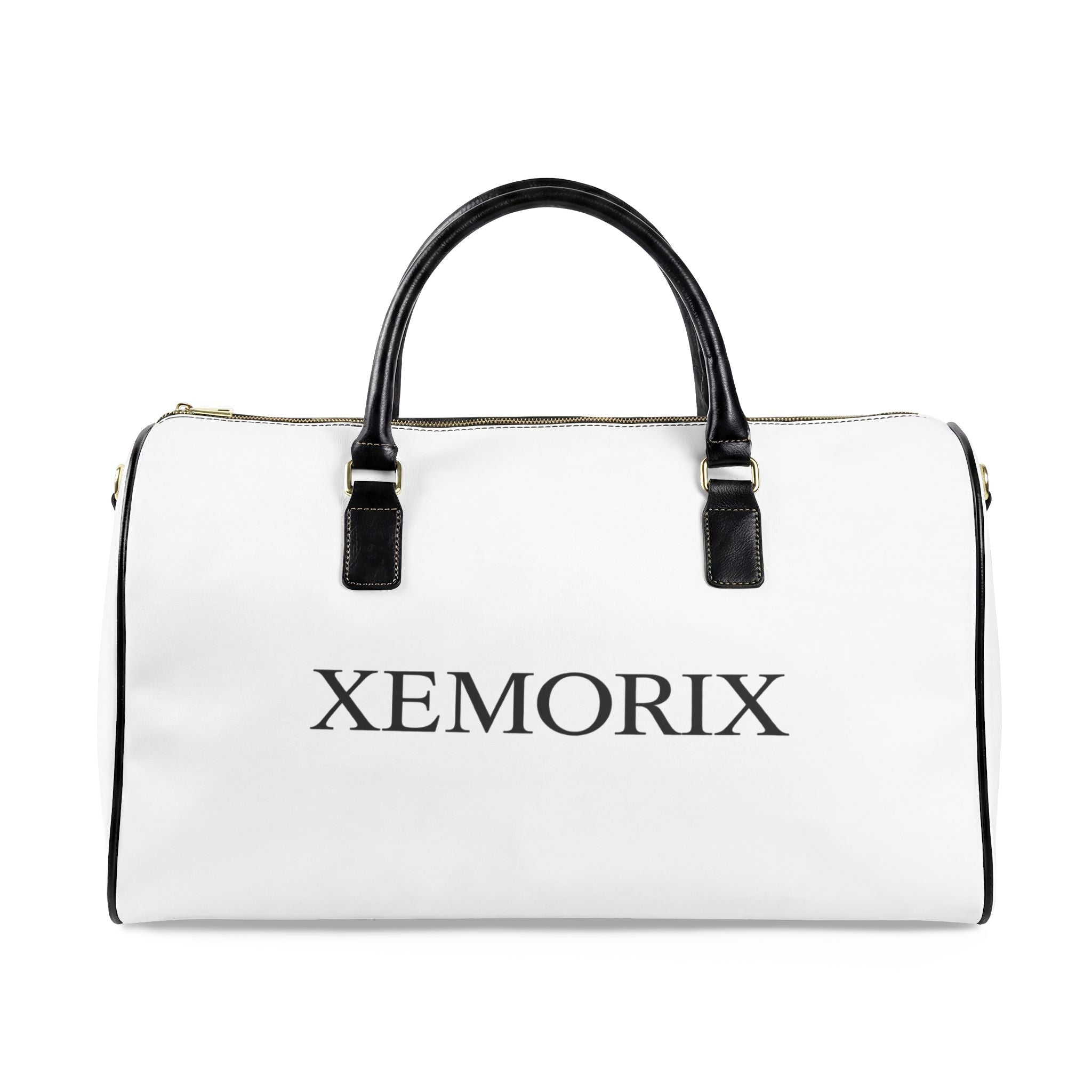 XEMORIX  essential  Leather Travel Bag   Classic White Weekender Duffle