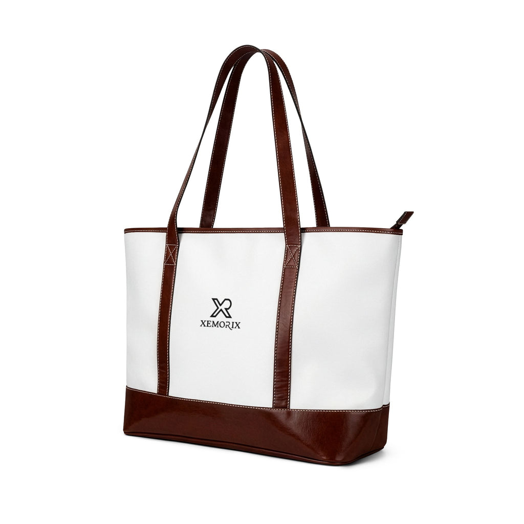 XEMORIX XMRX-027 Signature Everyday Tote Bag (Ivory & Deep Brown)