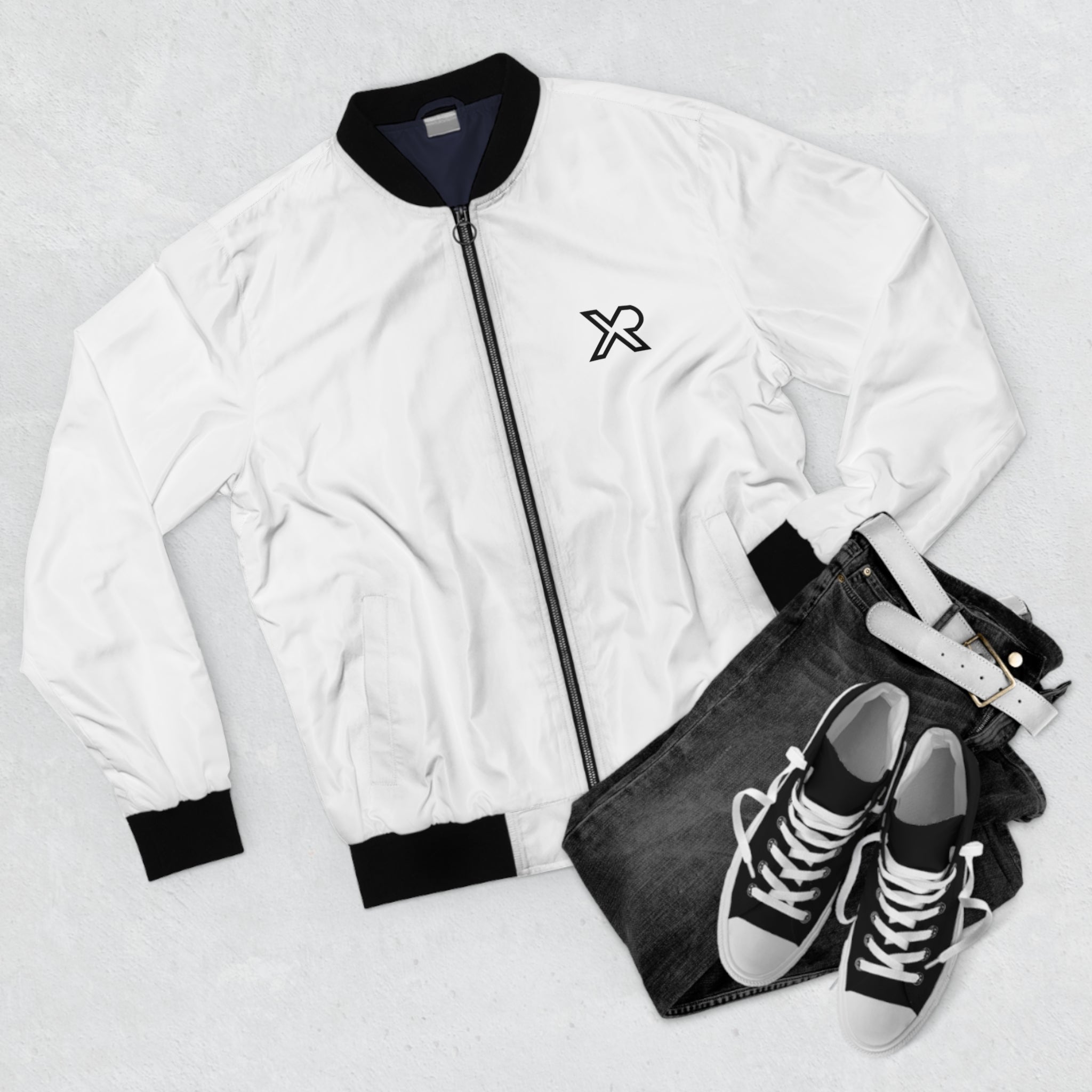 XEMORIX XMRX-009 Signature Minimalist 'X' Bomber Jacket (White Edition)
