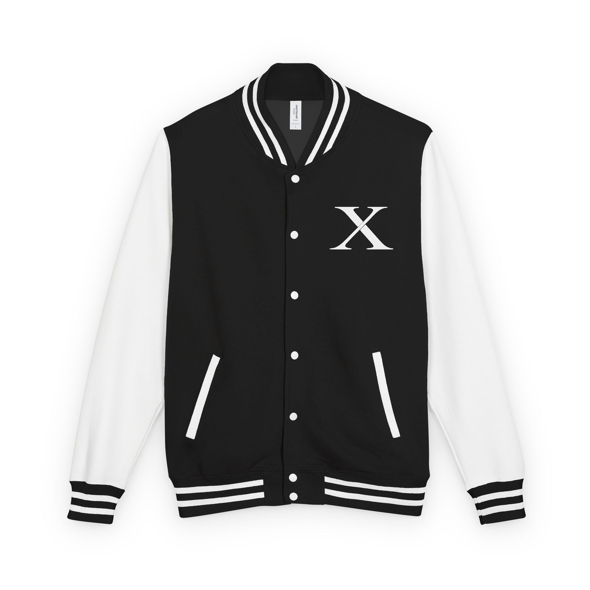XEMORIX  essential signature  Classic Letterman Jacket - Varsity 'X' Embroidered Patch