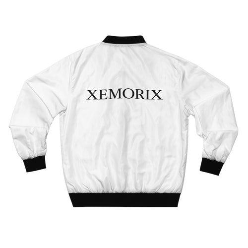 Xemorix Bomber Jacket — Minimalist Monogram White Men's Bomber