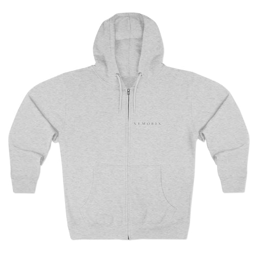 XEMORIX XMRX-007 Minimalist Zip Hoodie — Tiny Center Logo Casual Zip-Up