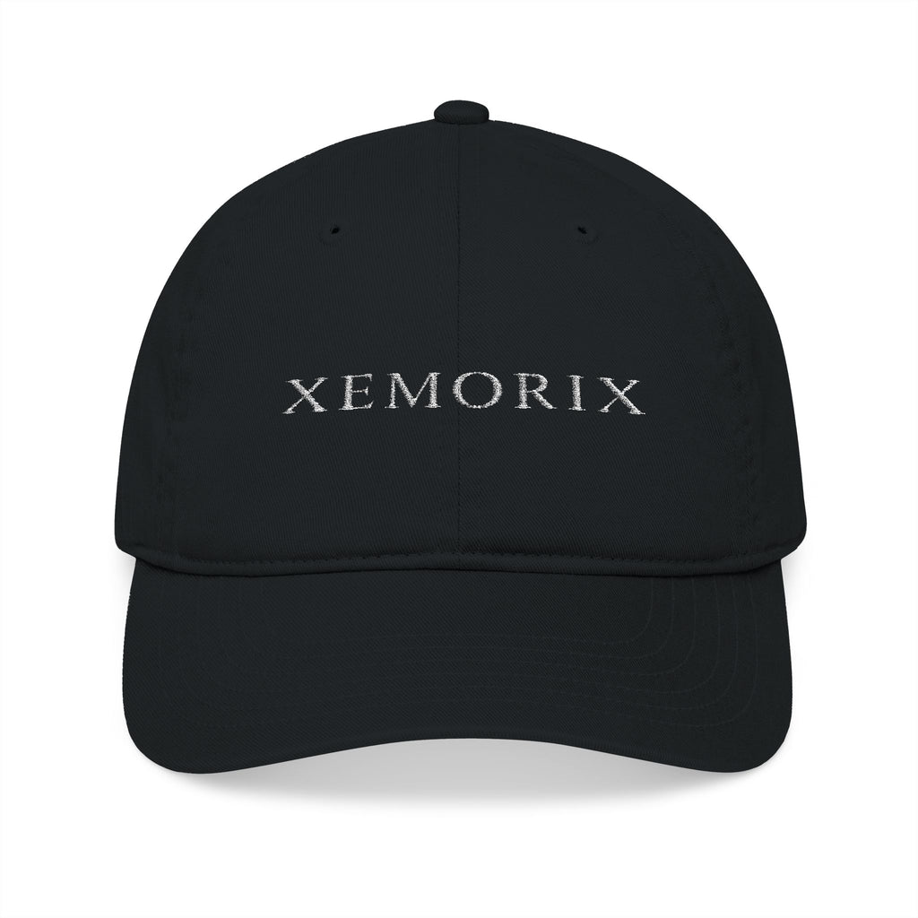 XEMORIX  signature  Embroidered  Organic Baseball Cap   Minimal Black Eco Hat
