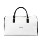 XEMORIX XMRX-025 Signature Weekender Bag – White & Black Faux Leather Travel Bag