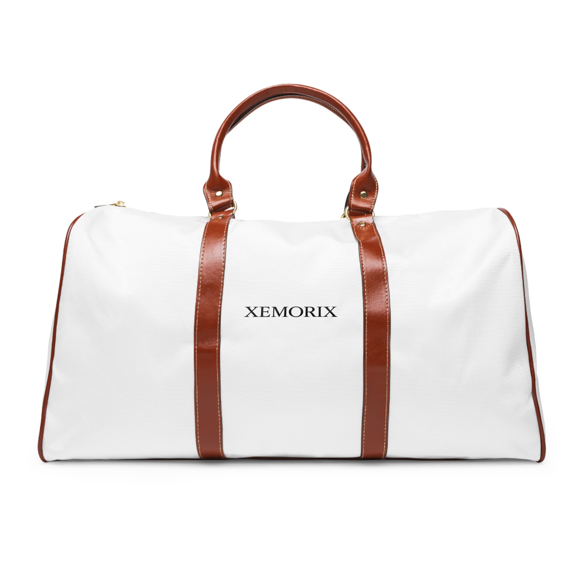 XEMORIX XMRX-024 Signature Weekender Bag — White & Brown Travel Duffel