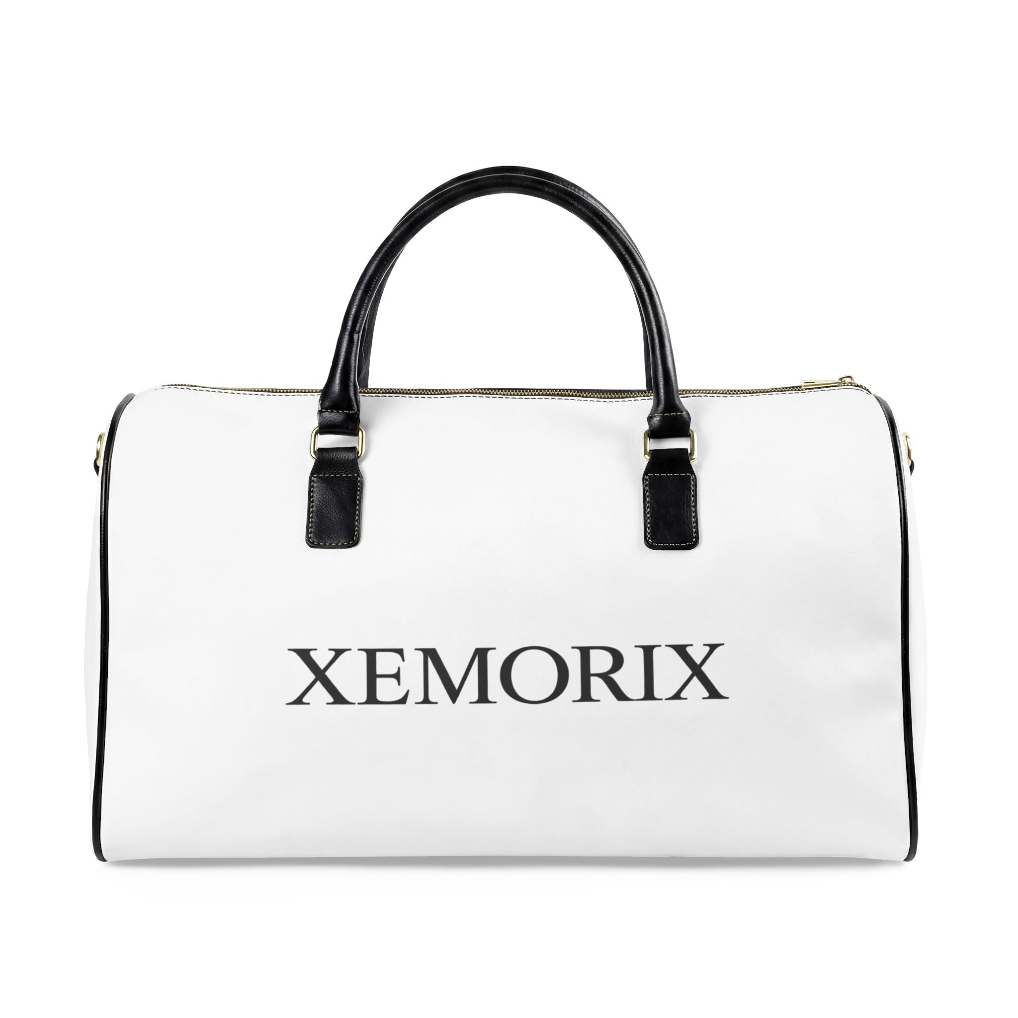 XEMORIX  essential  Leather Travel Bag   Classic White Weekender Duffle