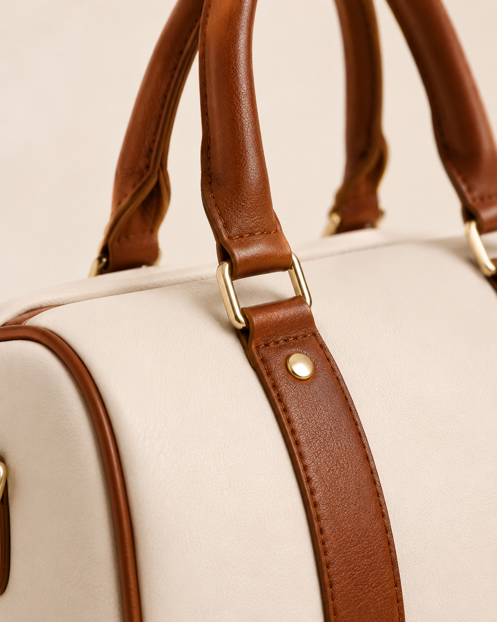 XEMORIX XMRX-024 Signature Weekender Bag — White & Brown Travel Duffel