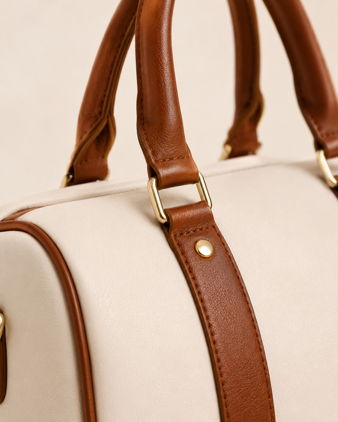 XEMORIX XMRX-024 Signature Weekender Bag — White & Brown Travel Duffel