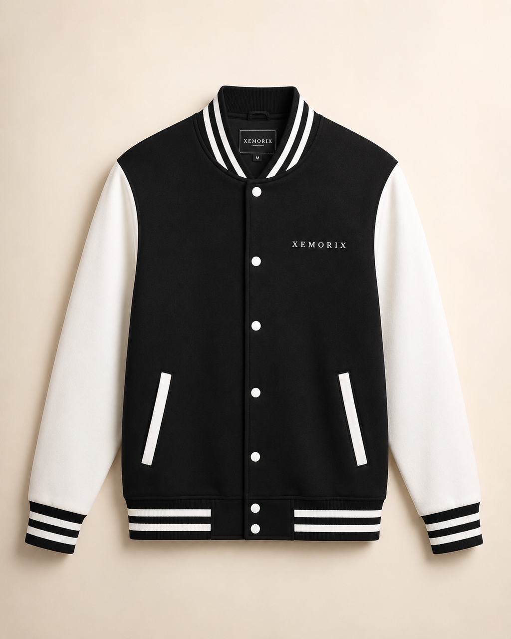 XEMORIX XMRX-047 Signature Varsity Jacket — Black & White Edition