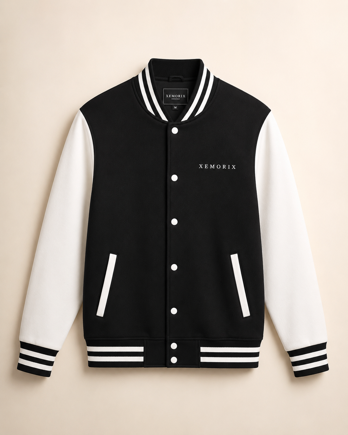 XEMORIX XMRX-047 Signature Varsity Jacket — Black & White Edition
