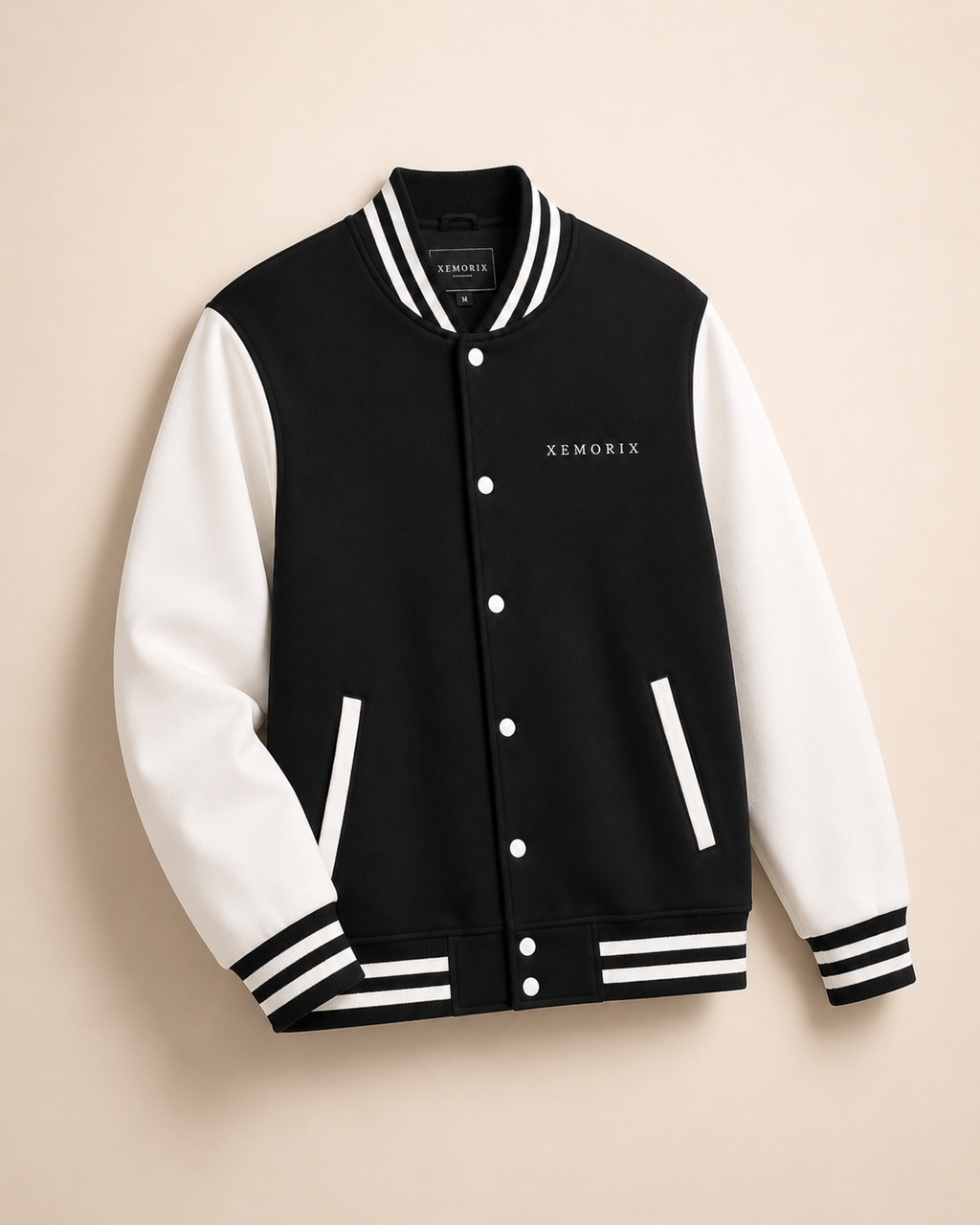 XEMORIX XMRX-047 Signature Varsity Jacket — Black & White Edition