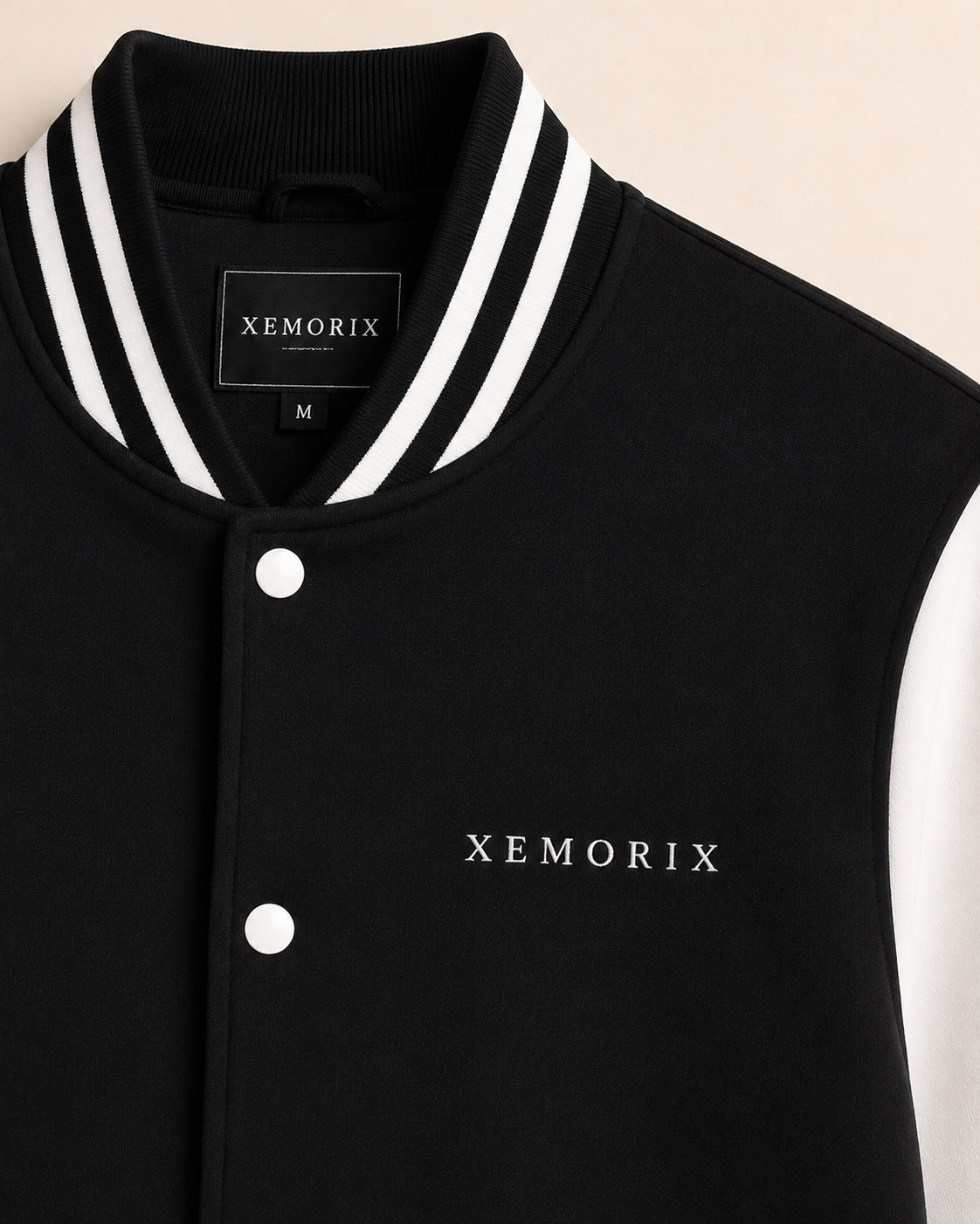 XEMORIX XMRX-047 Signature Varsity Jacket — Black & White Edition