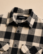 XEMORIX XMRX-055 Signature Plaid Flannel Shirt — Black & White Edition