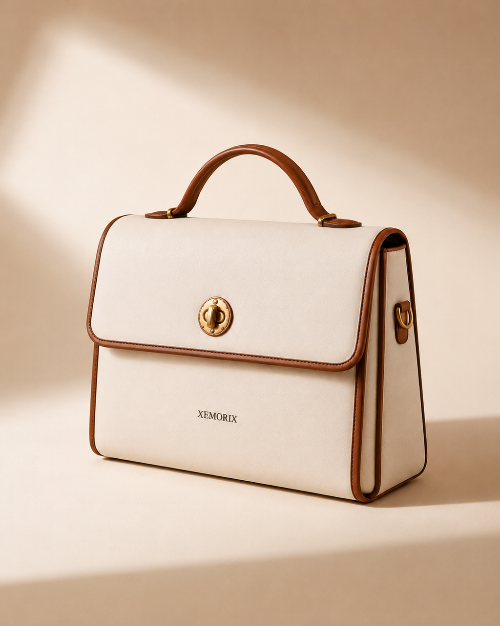 XEMORIX XMRX-031 Signature Travel Clutch Bag — White & Brown Edition