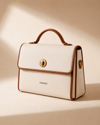 XEMORIX XMRX-031 Signature Travel Clutch Bag — White & Brown Edition