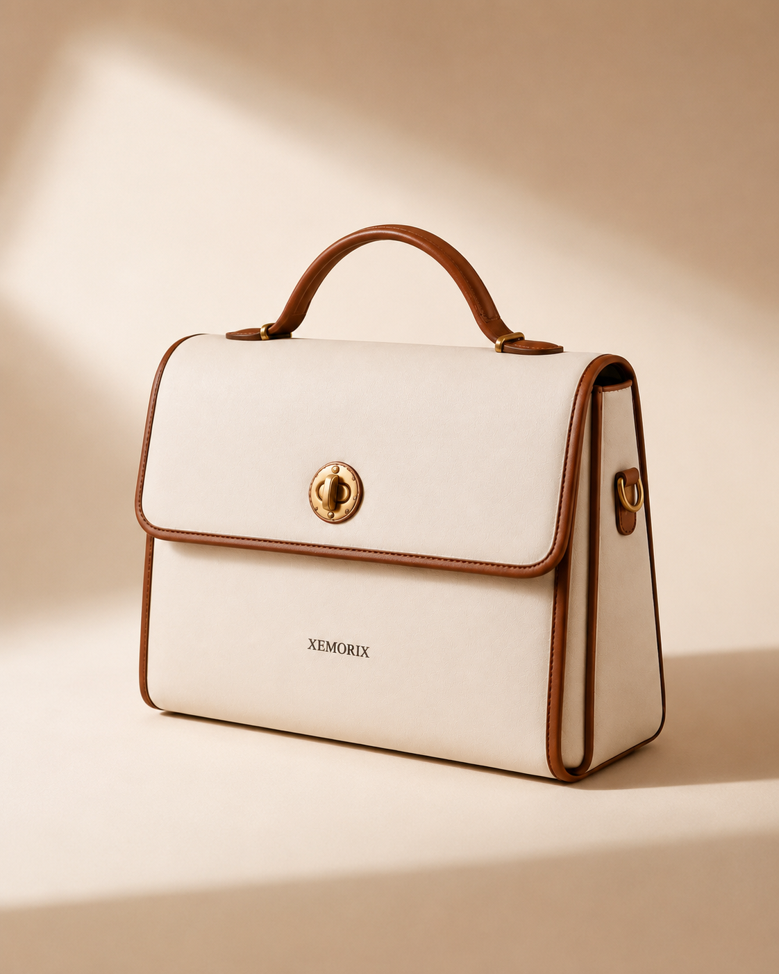 XEMORIX XMRX-031 Signature Travel Clutch Bag — White & Brown Edition