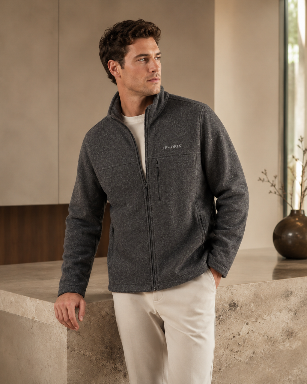 XEMORIX XMRX-067 Signature Zip Fleece Jacket — Gray Edition