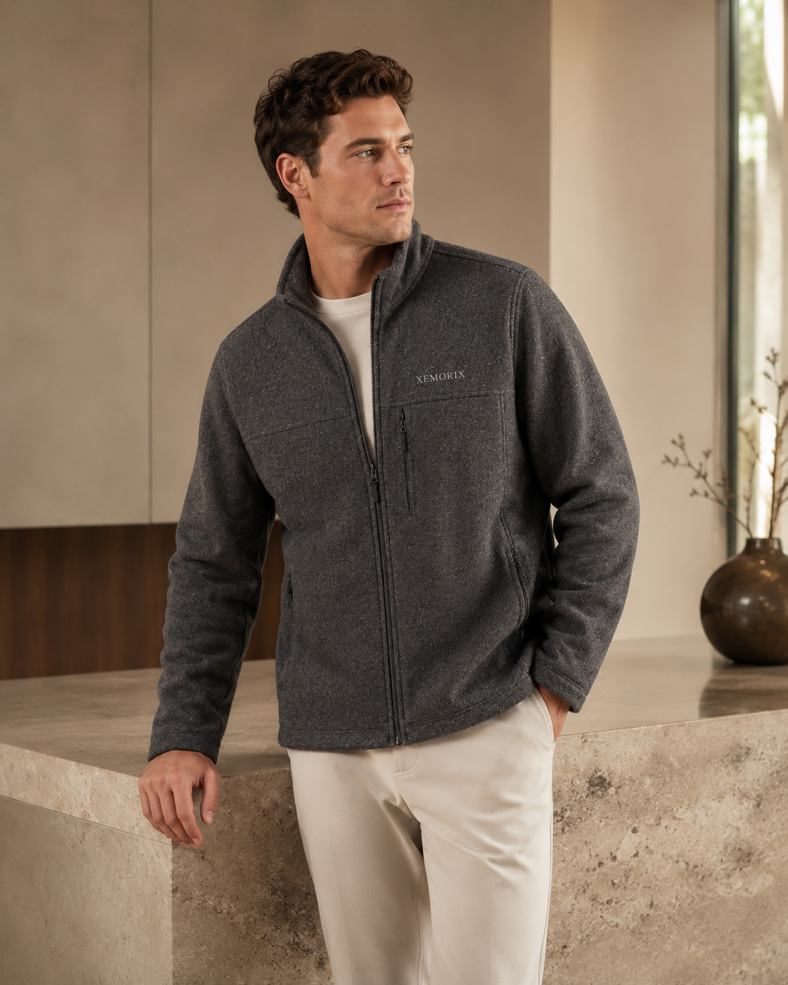 XEMORIX XMRX-067 Signature Zip Fleece Jacket — Gray Edition