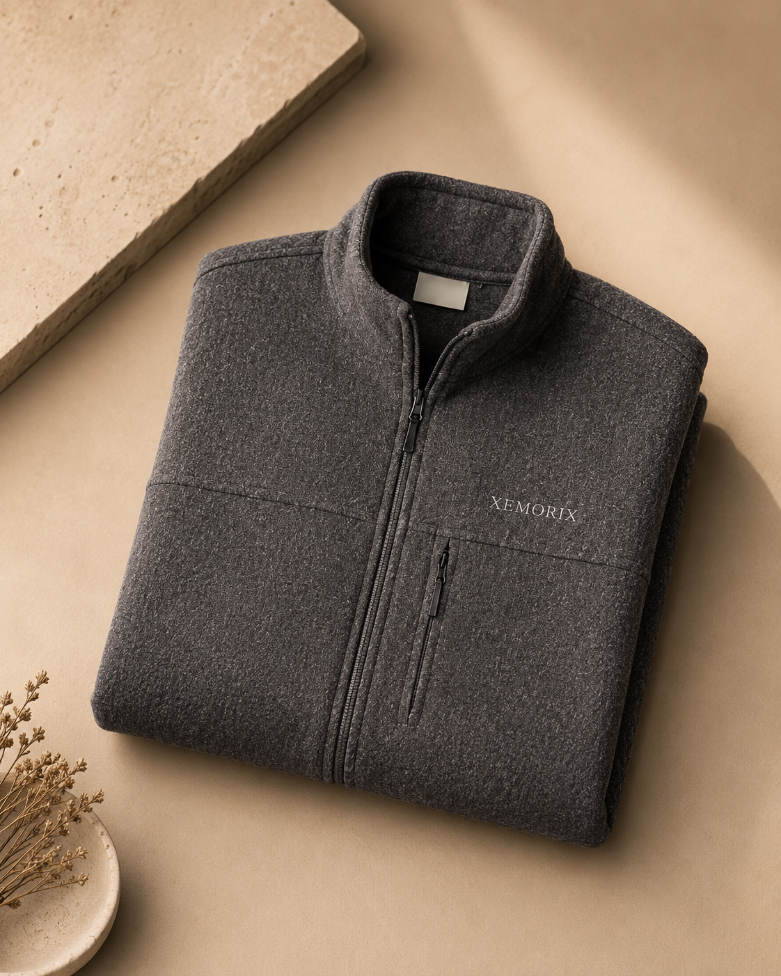 XEMORIX XMRX-067 Signature Zip Fleece Jacket — Gray Edition