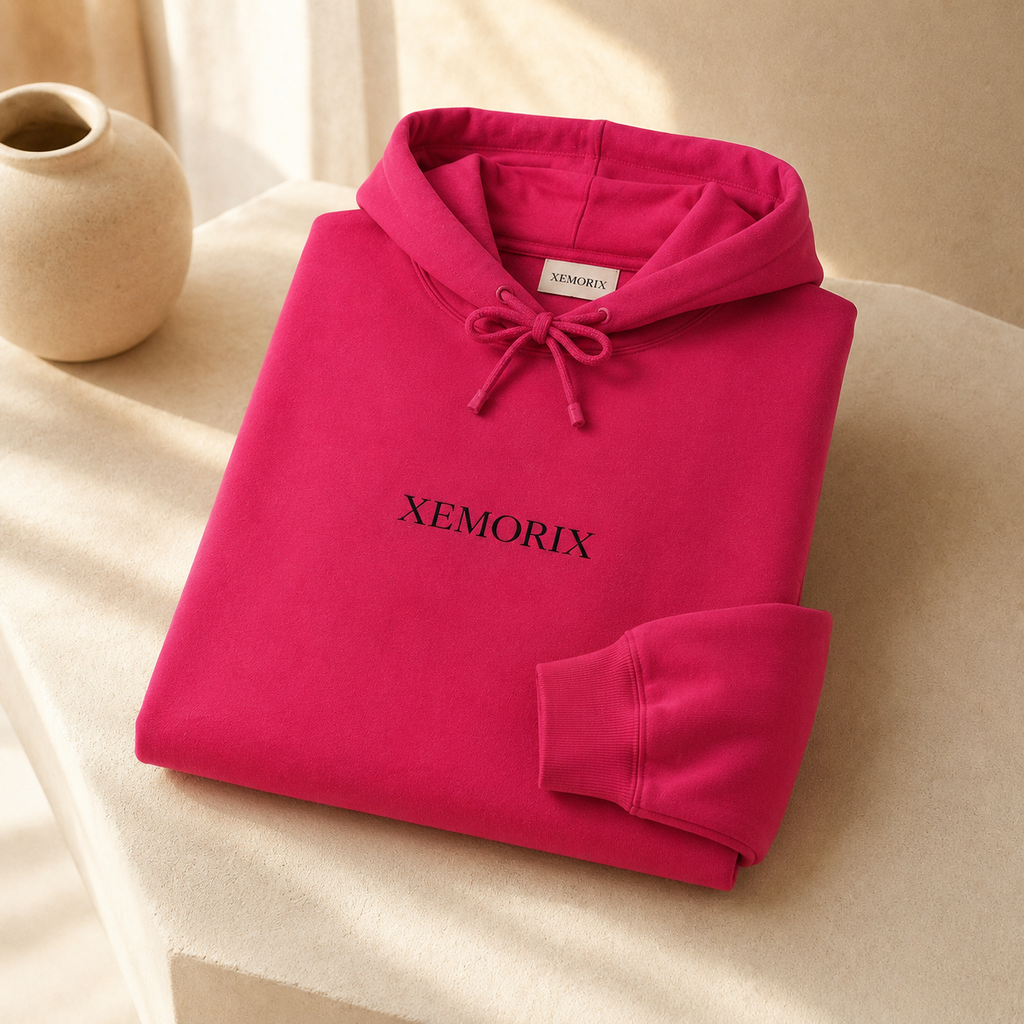 XEMORIX XMRX-070 Signature Minimalist Hoodie — Magenta Edition
