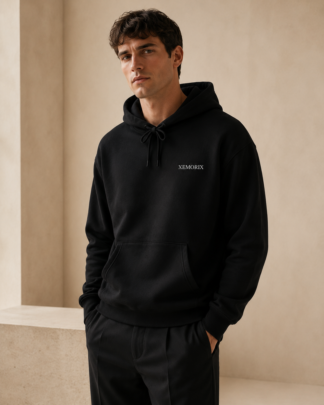 XEMORIX XMRX-010 Signature Minimalist Hoodie — Black Edition