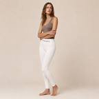 XEMORIX XMRX-099 white signature leggings worn in elegant side pose