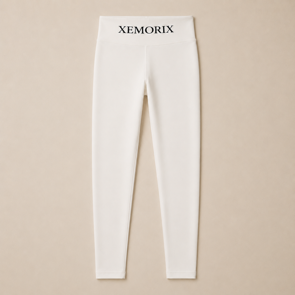 XEMORIX XMRX-099 white signature leggings product-only flat lay