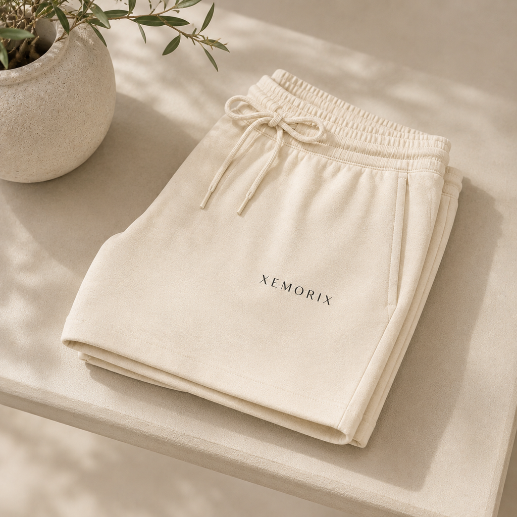 XEMORIX XMRX-074 Signature Lounge Shorts — Cream Edition