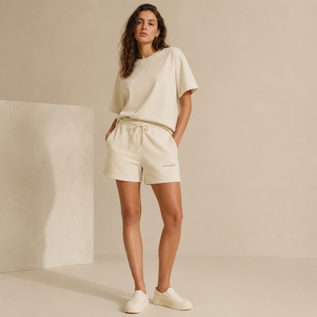 XEMORIX XMRX-074 Signature Lounge Shorts — Cream Edition