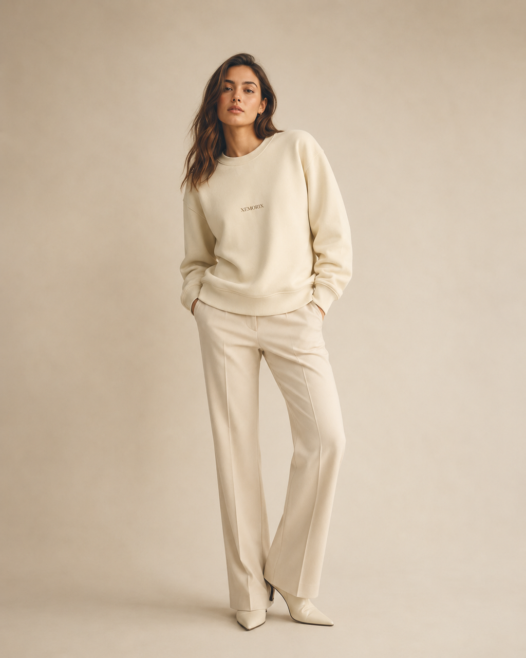XEMORIX XMRX-042 Essential Crewneck Sweatshirt — Cream Edition