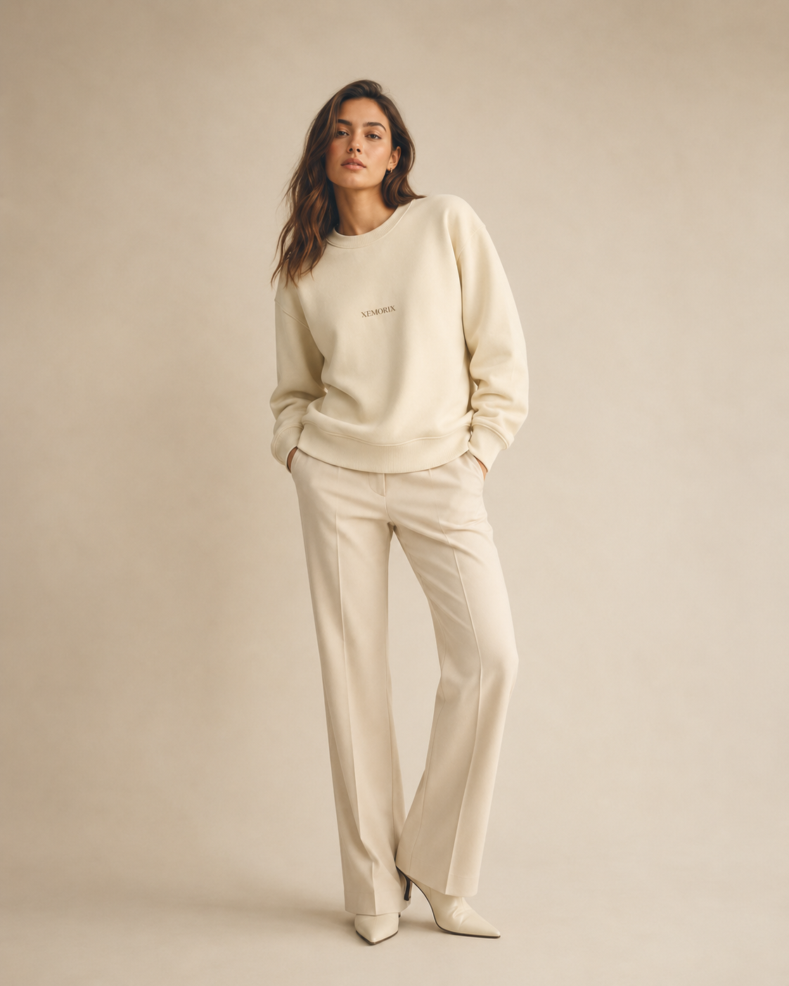 XEMORIX XMRX-042 Essential Crewneck Sweatshirt — Cream Edition