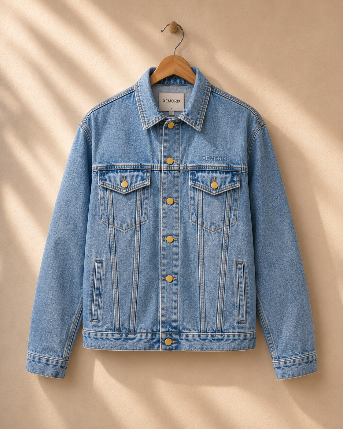 XEMORIX XMRX-079 Essential Signature Men’s Denim Jacket — Classic Light Wash