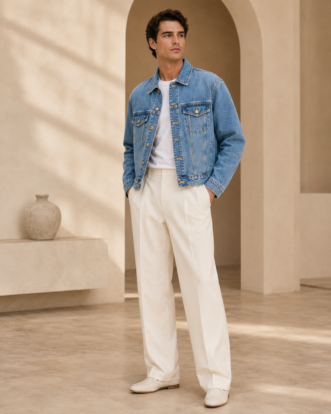 XEMORIX XMRX-079 Essential Signature Men’s Denim Jacket — Classic Light Wash