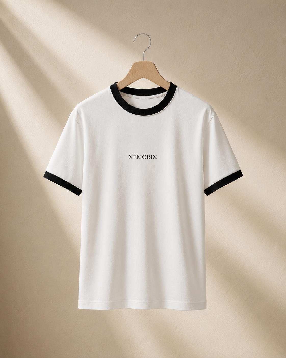 XEMORIX XMRX-039 Signature Ringer T-Shirt — White & Black Edition