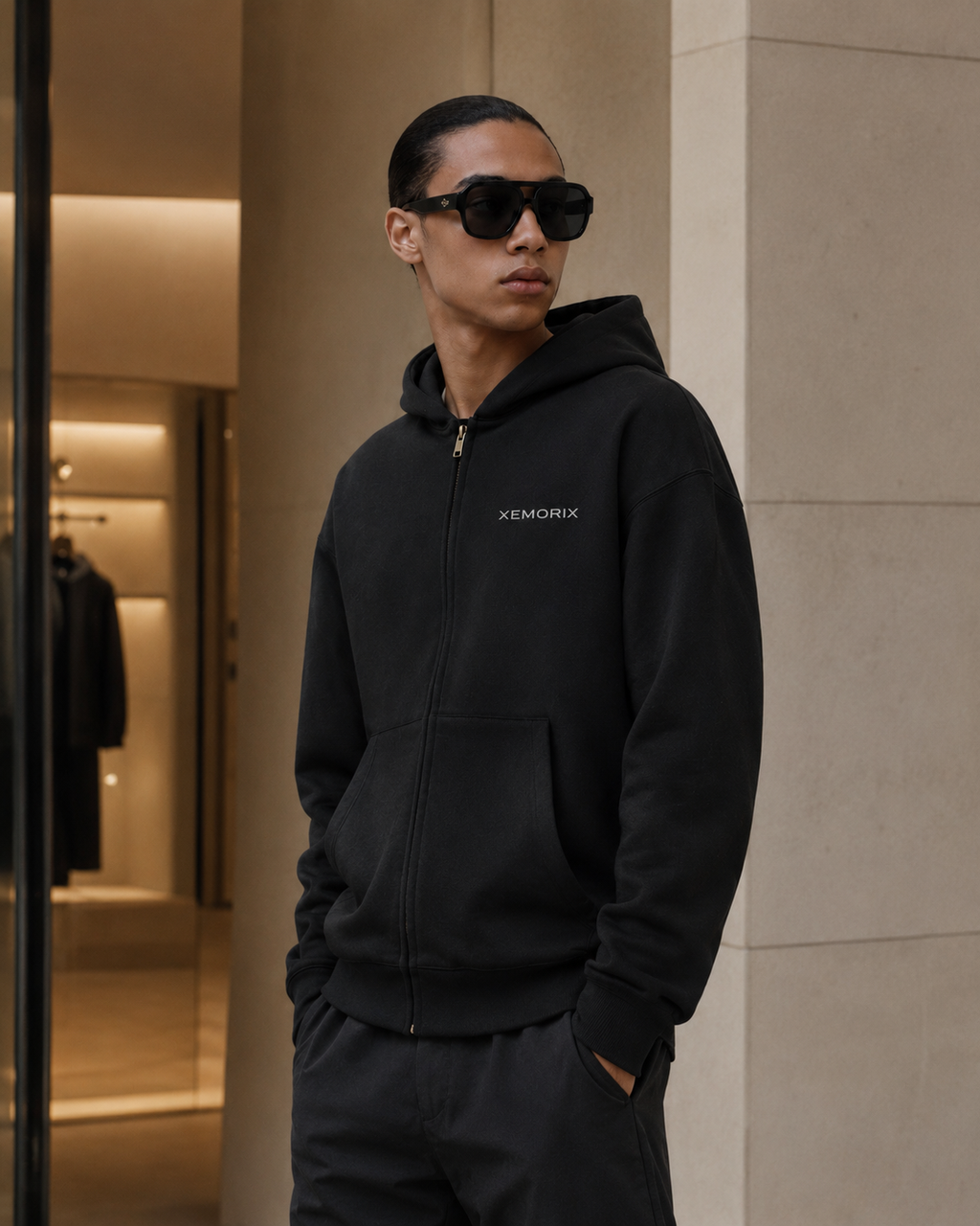 XEMORIX XMRX-007 Signature Zip Hoodie — Black Edition