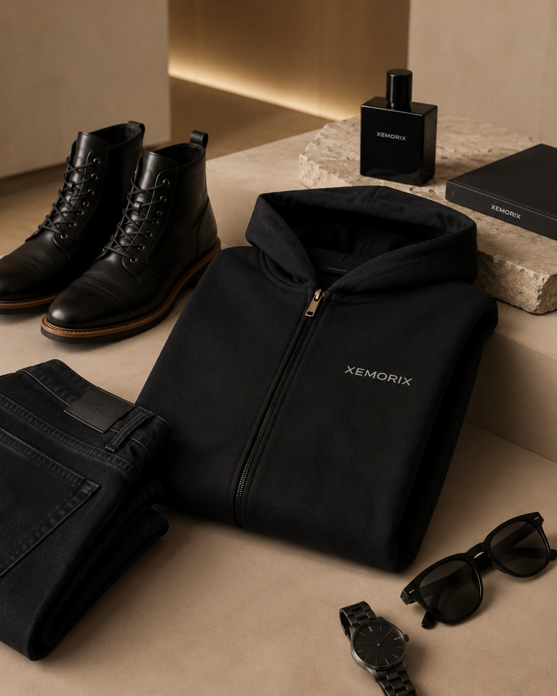 XEMORIX XMRX-007 Signature Zip Hoodie — Black Edition