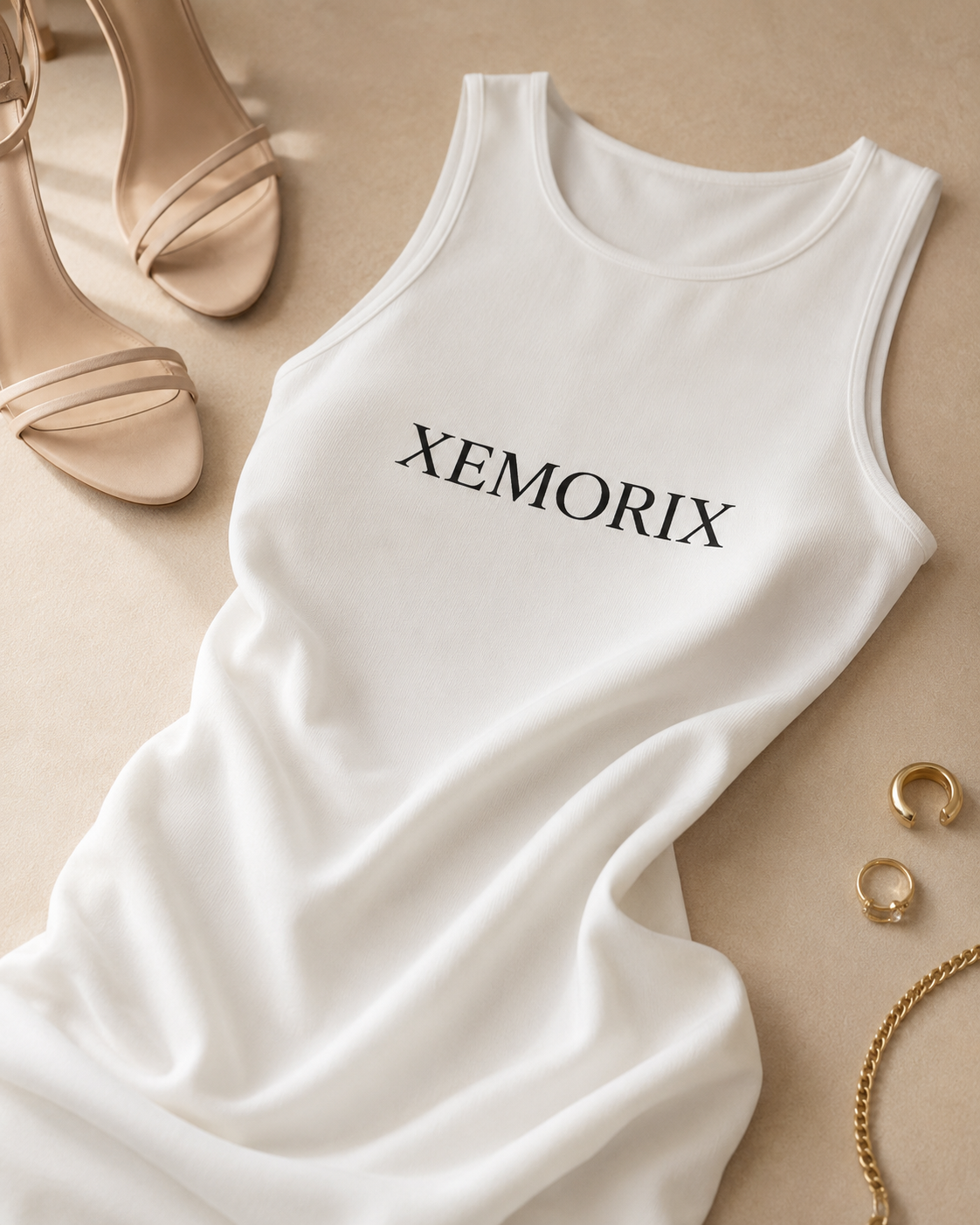 XEMORIX XMRX-077 Signature Sleeveless Mini Dress — White Edition