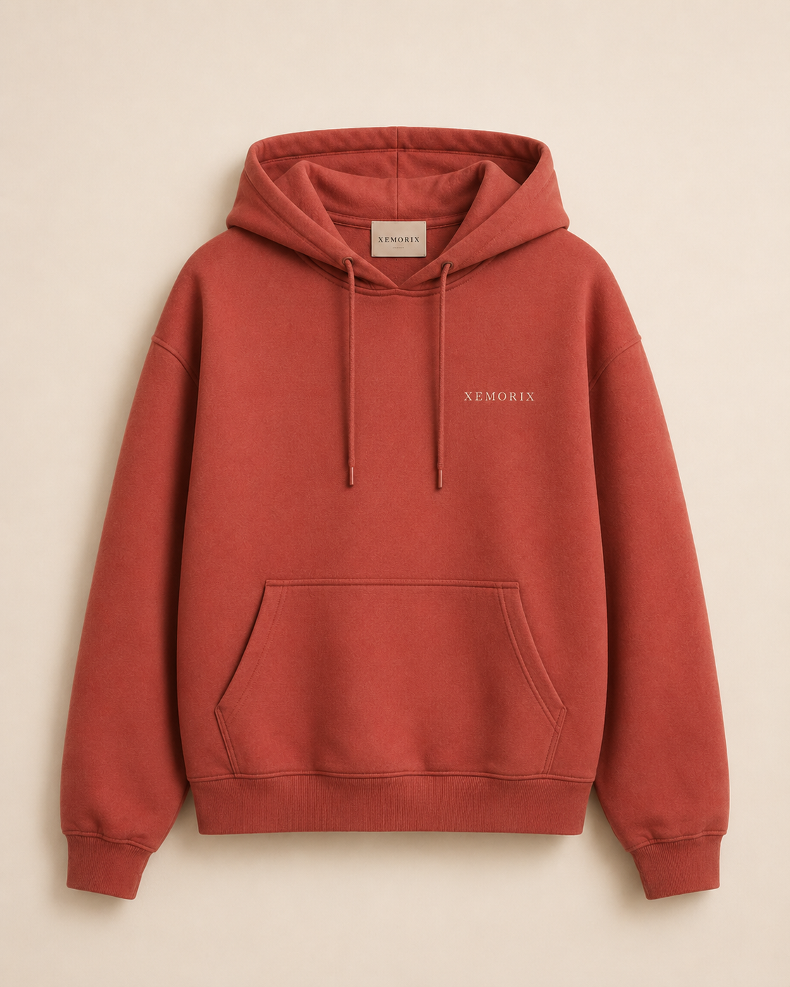 XEMORIX XMRX-044 Signature Minimalist Hoodie — Terracotta Edition