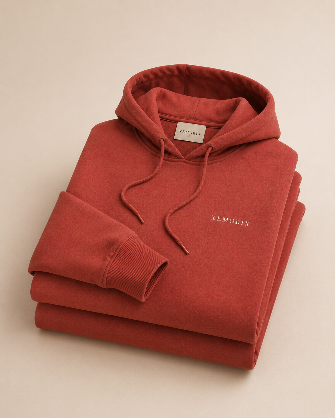 XEMORIX XMRX-044 Signature Minimalist Hoodie — Terracotta Edition