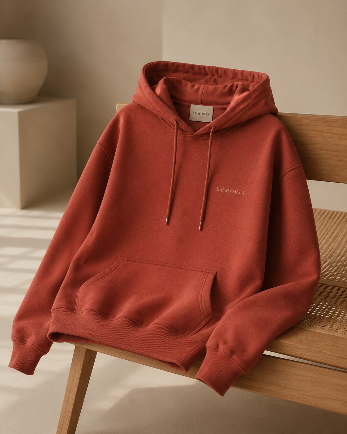 XEMORIX XMRX-044 Signature Minimalist Hoodie — Terracotta Edition