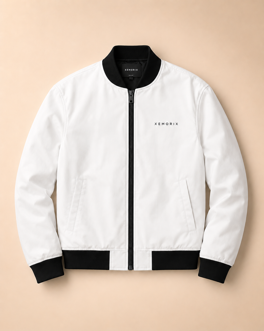 XEMORIX XMRX-068 Signature Bomber Jacket — White & Black Edition