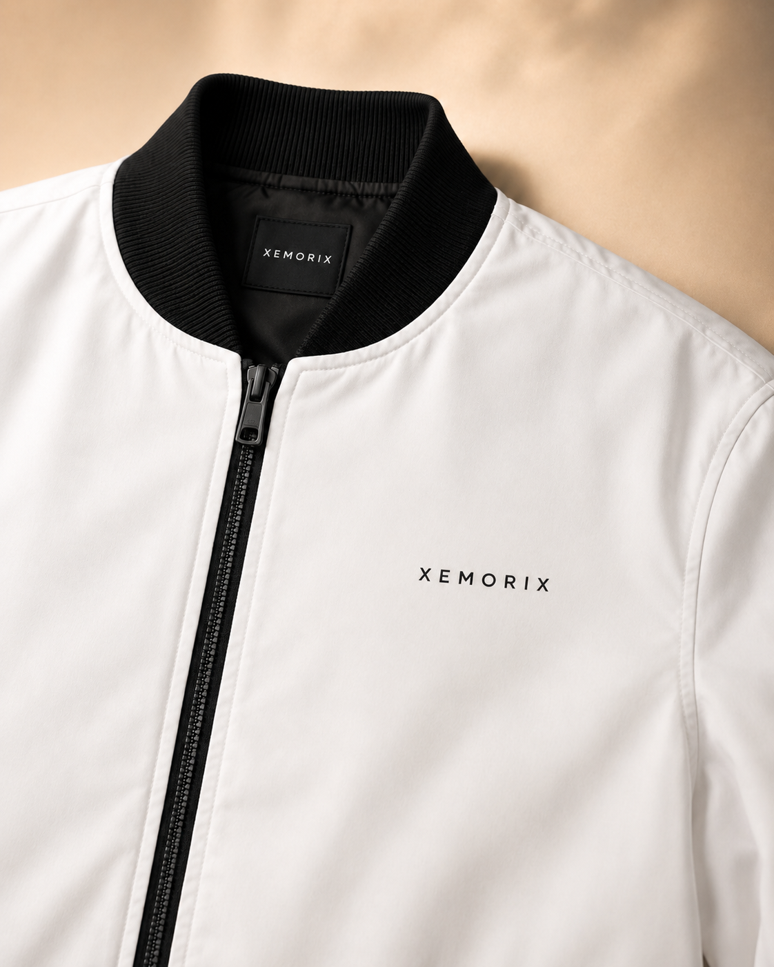 XEMORIX XMRX-068 Signature Bomber Jacket — White & Black Edition
