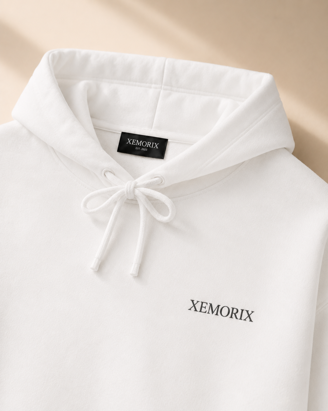 XEMORIX XMRX-076 Signature Minimalist Hoodie — White Edition
