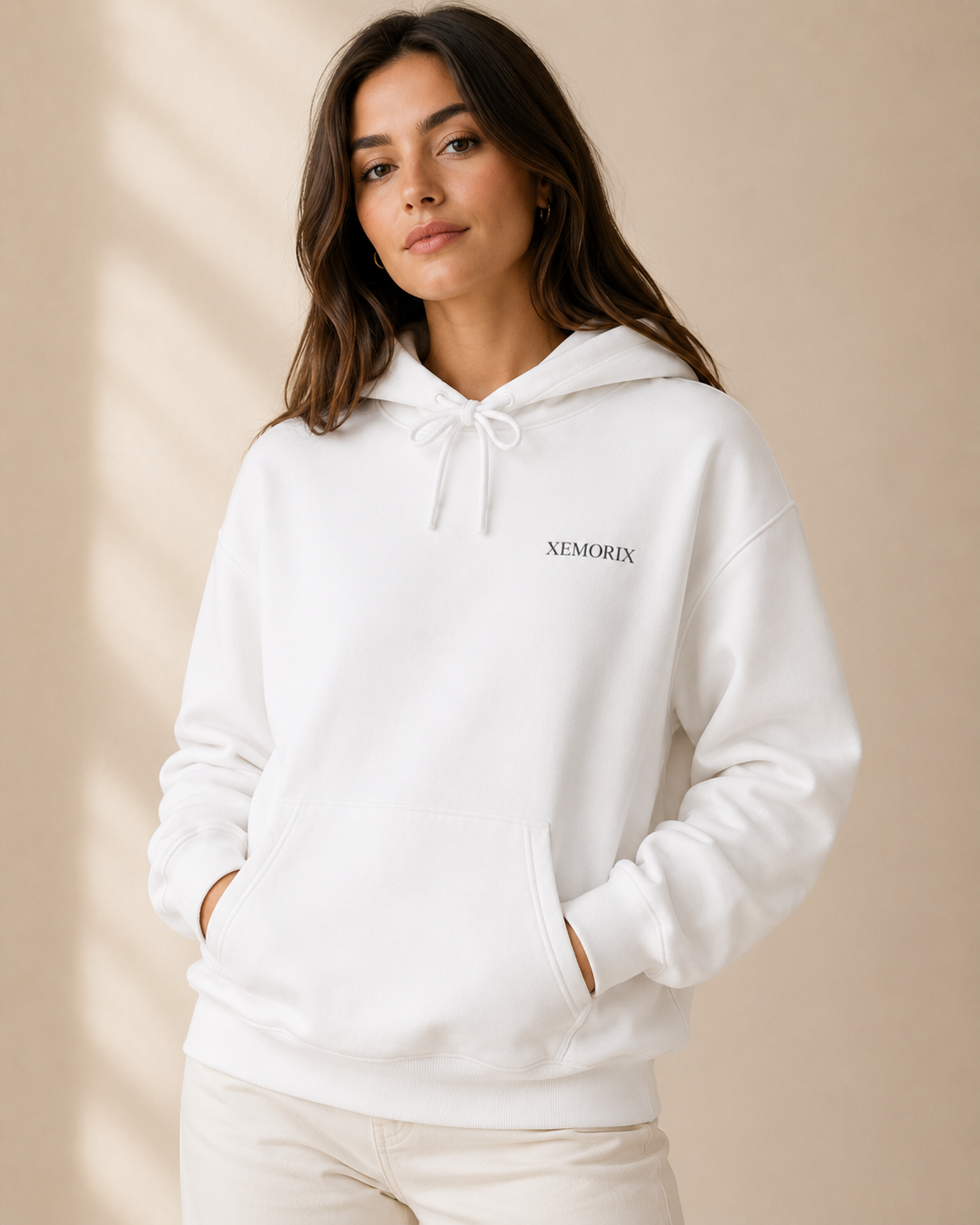 XEMORIX XMRX-076 Signature Minimalist Hoodie — White Edition