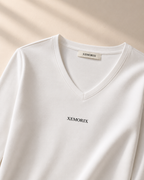 XEMORIX XMRX-048 Essential V-Neck Long Sleeve — White Edition