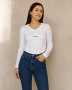 XEMORIX XMRX-048 Essential V-Neck Long Sleeve — White Edition