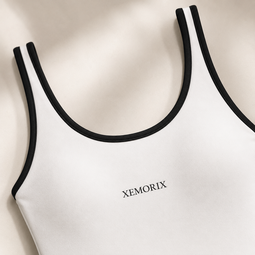 XEMORIX XMRX-041 Signature One-Piece Swimsuit — White & Black Edition